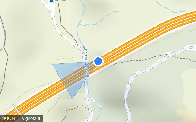 Vue plan de l'emplacement du radar discriminant à Les Adrets-de-l'Estérel sur A 8 / E 80 / La Provençale