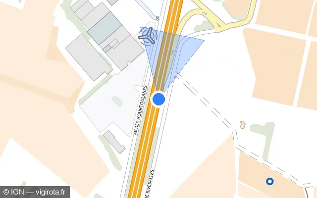 Vue plan de l'emplacement du radar discriminant à Rivesaltes sur D 900