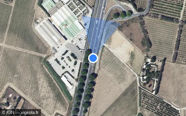 Vue satellite de l'emplacement du radar discriminant à Rivesaltes sur D 900