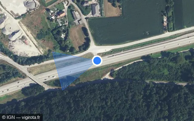 Vue satellite de l'emplacement du radar discriminant à La Chavanne sur A 43 / E 70