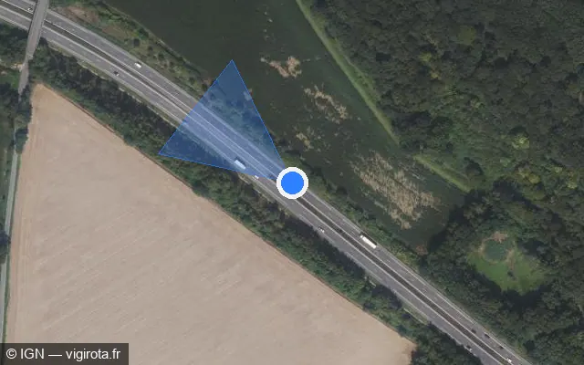 Vue satellite de l'emplacement du radar discriminant à Villiers-Adam sur N 104 / La Francilienne