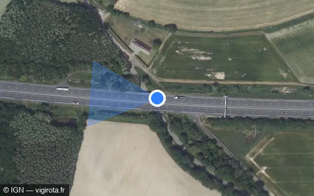 Vue satellite de l'emplacement du radar discriminant à Saint-Bomer sur A 11 / E 50 / L’Océane