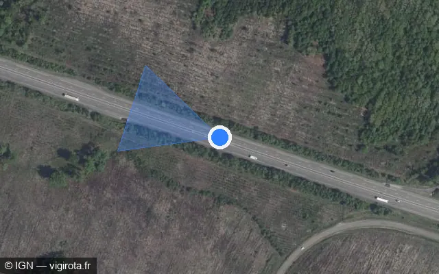 Vue satellite de l'emplacement du radar discriminant à Poligny sur A 5 / E 17 / E 54