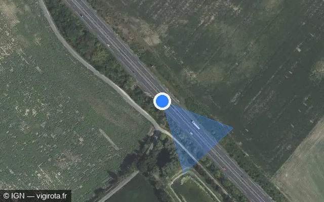 Vue satellite de l'emplacement du radar discriminant à Marmagne sur A 71 / E 11 / L'Arverne