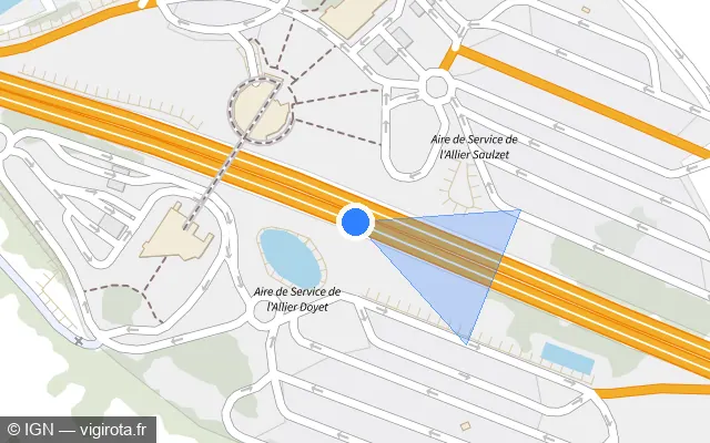 Vue plan de l'emplacement du radar discriminant à Doyet sur A 71 / E 11 / E 62 / L'Arverne