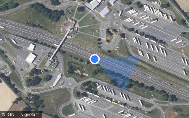 Vue satellite de l'emplacement du radar discriminant à Doyet sur A 71 / E 11 / E 62 / L'Arverne