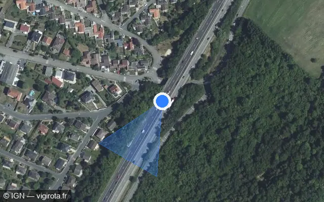 Vue satellite de l'emplacement du radar discriminant à Dommartin-lès-Toul sur A 31 / E 21 / Autoroute de Lorraine-Bourgogne