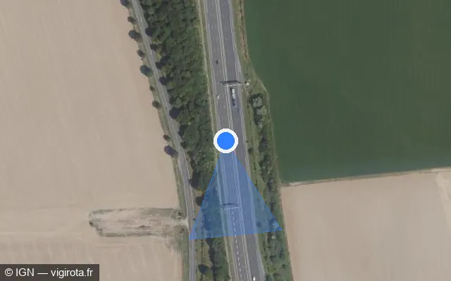 Vue satellite de l'emplacement du radar discriminant à Vert-Saint-Denis sur A 5b