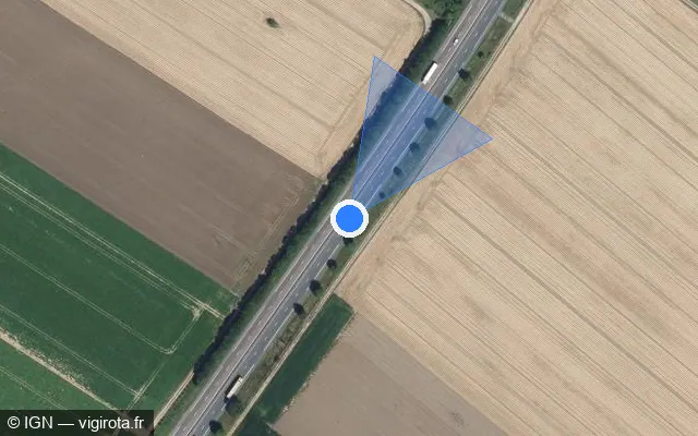 Vue satellite de l'emplacement du radar discriminant à Biencourt sur A 28 / E 402