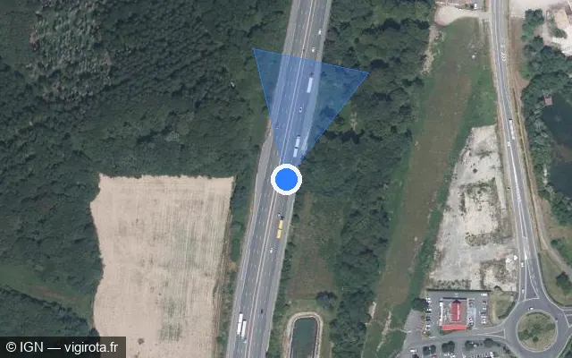 Vue satellite de l'emplacement du radar discriminant à Andelnans sur A 36 / E 54 / E 60 / La Comtoise