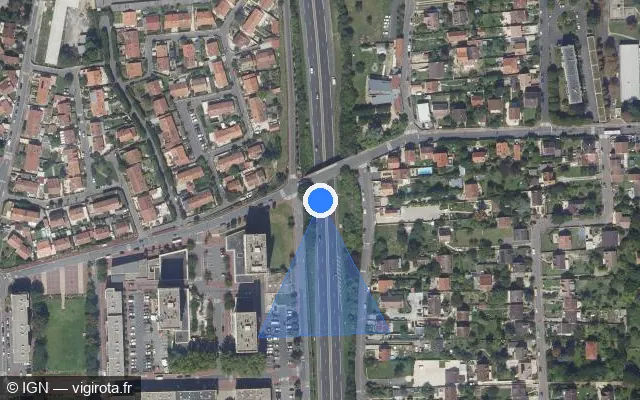 Vue satellite de l'emplacement du radar discriminant à Vigneux-sur-Seine sur Déviation de Montgeron / N 6