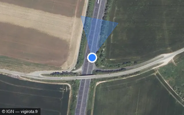 Vue satellite de l'emplacement du radar discriminant à Trancrainville sur A 10 / E 05 / L'Aquitaine