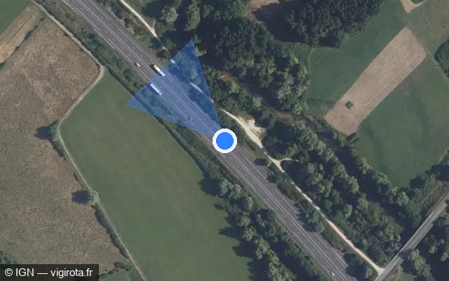 Vue satellite de l'emplacement du radar discriminant à Foëcy sur A 71 / E 11 / L'Arverne