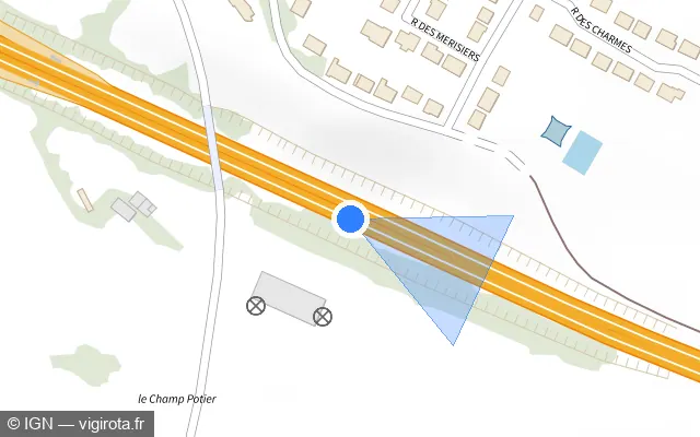 Vue plan de l'emplacement du radar discriminant à Maisnil-lès-Ruitz sur D 301 / Rocade Minière