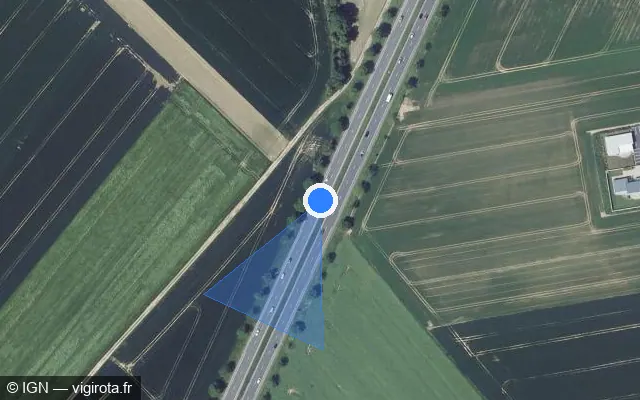 Vue satellite de l'emplacement du radar discriminant à Mathieu sur D 7