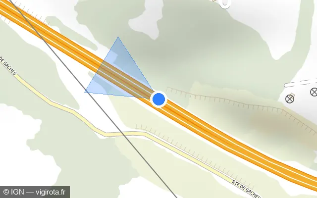 Vue plan de l'emplacement du radar discriminant à Auvillar sur A 62 / E 72 / Autoroute des Deux Mers