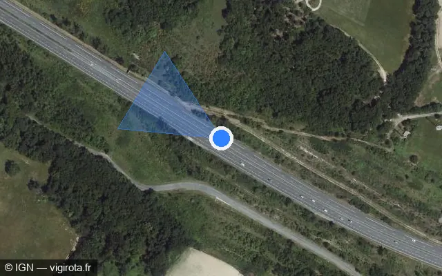 Vue satellite de l'emplacement du radar discriminant à Auvillar sur A 62 / E 72 / Autoroute des Deux Mers
