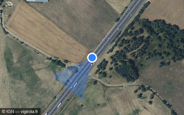 Vue satellite de l'emplacement du radar discriminant à Vieillespesse sur A 75 / E 11 / La Méridienne