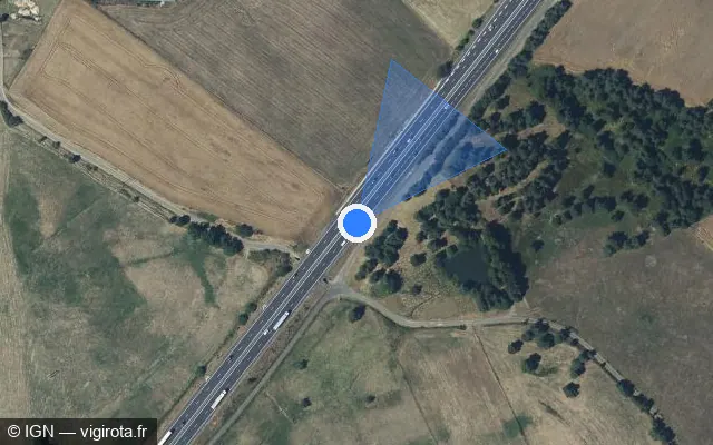 Vue satellite de l'emplacement du radar discriminant à Vieillespesse sur A 75 / E 11 / La Méridienne