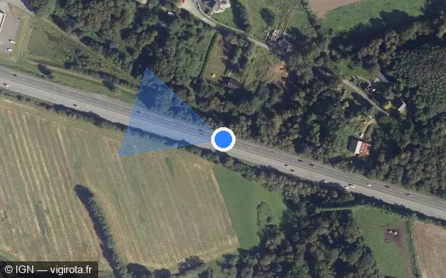 Vue satellite de l'emplacement du radar discriminant à Saint-Évarzec sur N 165 / E 60 / Voie Express de Nantes à Brest