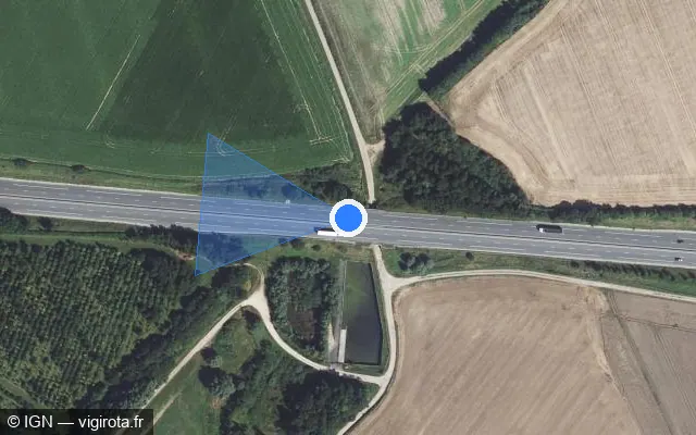 Vue satellite de l'emplacement du radar discriminant à Campagne-lès-Hesdin sur D 939