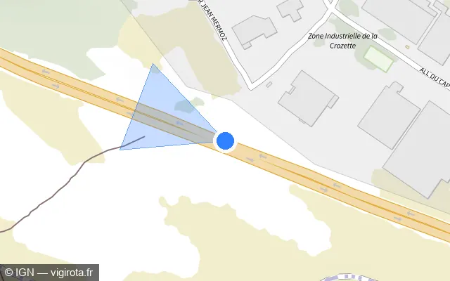 Vue plan de l'emplacement du radar discriminant à Le Montat sur D 820