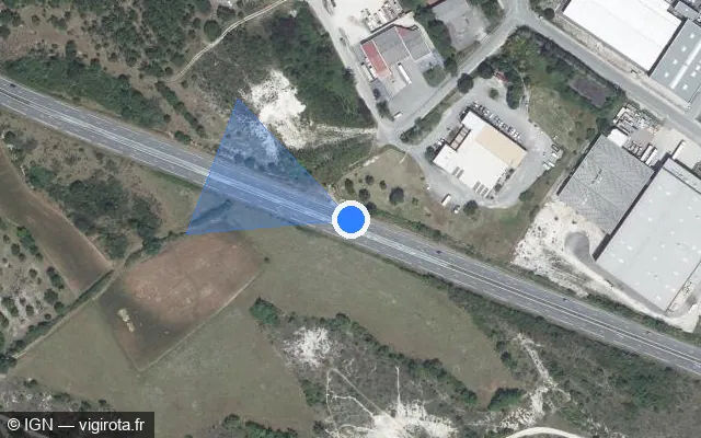 Vue satellite de l'emplacement du radar discriminant à Le Montat sur D 820