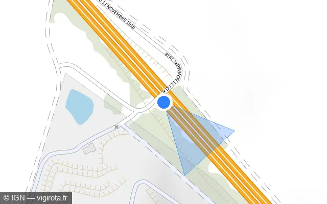 Vue plan de l'emplacement du radar discriminant à Curgies sur D 649