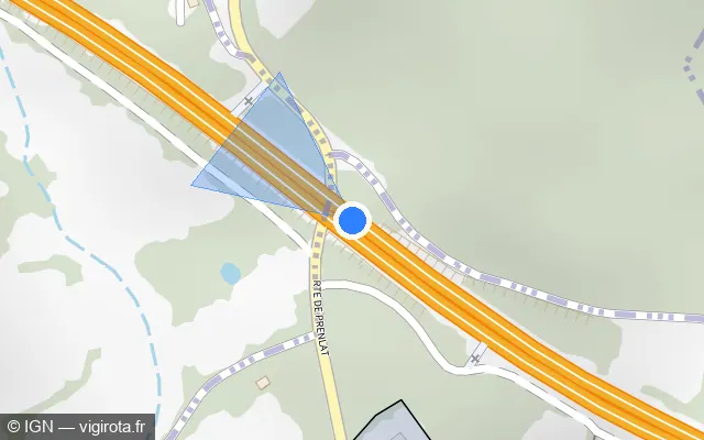 Vue plan de l'emplacement du radar discriminant à Celles-sur-Durolle sur A 89 / E 70