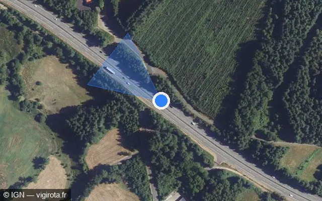 Vue satellite de l'emplacement du radar discriminant à Celles-sur-Durolle sur A 89 / E 70