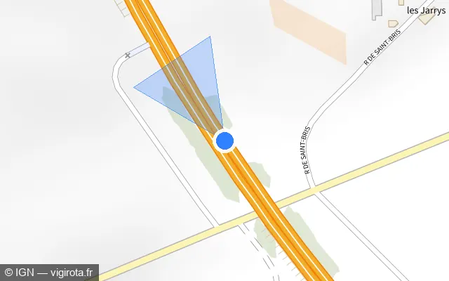 Vue plan de l'emplacement du radar discriminant à Saint-Cyr-les-Colons sur A 6 / E 15 / E 60 / Autoroute du Soleil