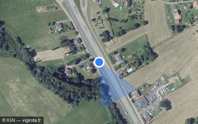 Vue satellite de l'emplacement du radar discriminant à La Voivre sur N 59