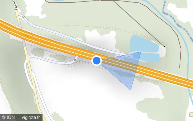 Vue plan de l'emplacement du radar discriminant à Rives sur A 48 / E 711 / Autoroute du Dauphiné