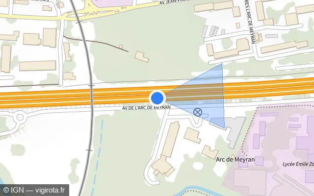 Vue plan de l'emplacement du radar discriminant à Le Tholonet sur A 8 / E 80 / La Provençale