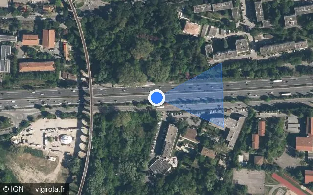 Vue satellite de l'emplacement du radar discriminant à Le Tholonet sur A 8 / E 80 / La Provençale