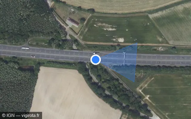 Vue satellite de l'emplacement du radar discriminant à Saint-Bomer sur A 11 / E 50 / L’Océane