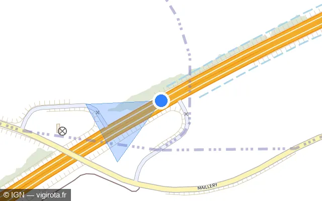 Vue plan de l'emplacement du radar discriminant à Urville sur A 31 / E 21 / Autoroute de Lorraine-Bourgogne