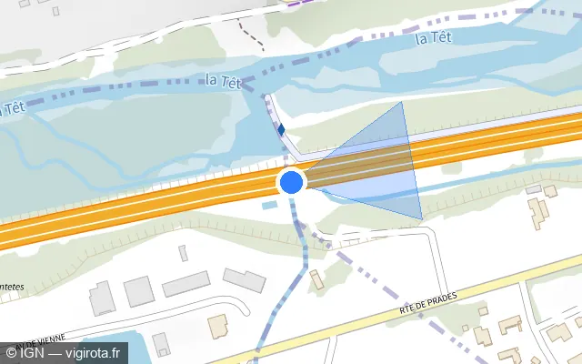 Vue plan de l'emplacement du radar discriminant à Baho sur D 66 / Route de Mont-Louis à Perpignan