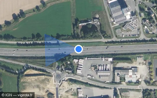 Vue satellite de l'emplacement du radar discriminant à Servon-sur-Vilaine sur N 157 / E 50