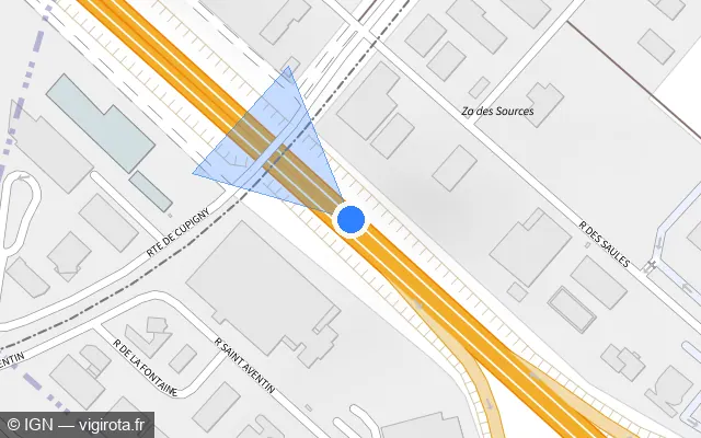 Vue plan de l'emplacement du radar discriminant à Pont-Sainte-Marie sur D 610