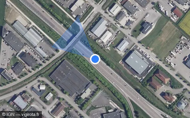 Vue satellite de l'emplacement du radar discriminant à Pont-Sainte-Marie sur D 610