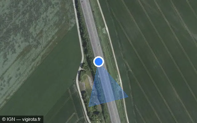 Vue satellite de l'emplacement du radar discriminant à Vailly sur A 26 / E 17 / Autoroute des Anglais