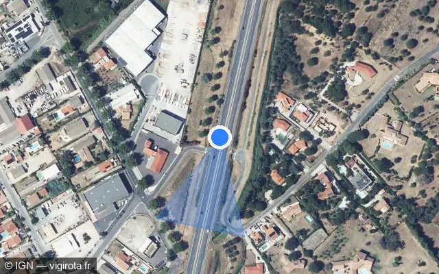 Vue satellite de l'emplacement du radar discriminant à Elne sur D 914
