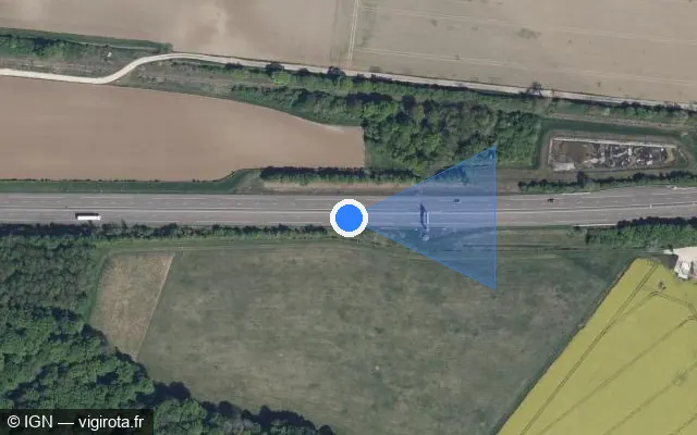 Vue satellite de l'emplacement du radar discriminant à Messon sur A 5 / E 54 / E 511