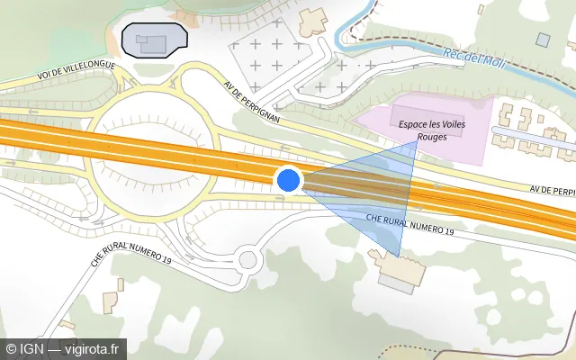 Vue plan de l'emplacement du radar discriminant à Villelongue-de-la-Salanque sur D 617