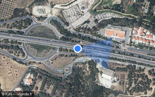 Vue satellite de l'emplacement du radar discriminant à Villelongue-de-la-Salanque sur D 617