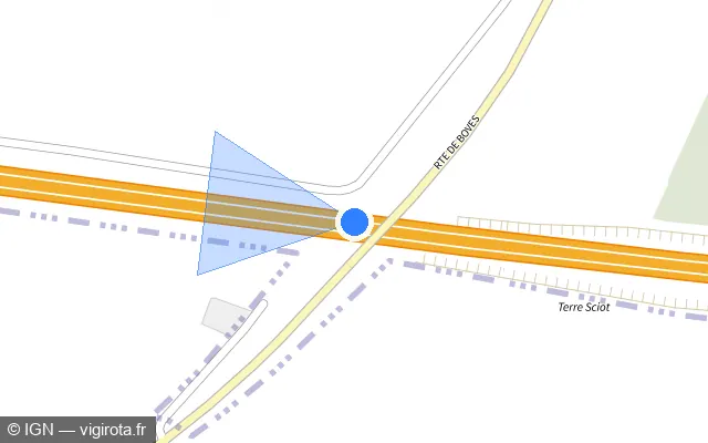 Vue plan de l'emplacement du radar discriminant à Blangy-Tronville sur A 29 / E 44