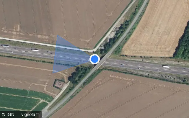 Vue satellite de l'emplacement du radar discriminant à Blangy-Tronville sur A 29 / E 44