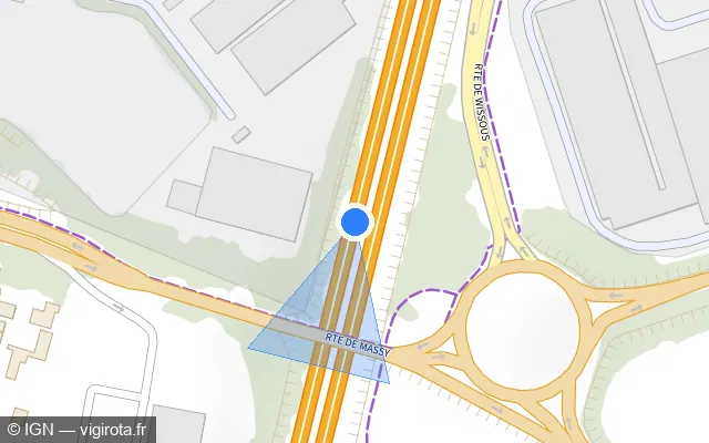Vue plan de l'emplacement du radar discriminant à Chilly-Mazarin sur A 6 / E 15 / Autoroute du Soleil