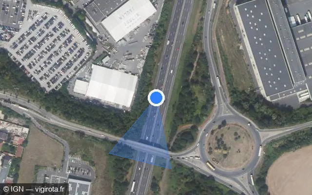 Vue satellite de l'emplacement du radar discriminant à Chilly-Mazarin sur A 6 / E 15 / Autoroute du Soleil